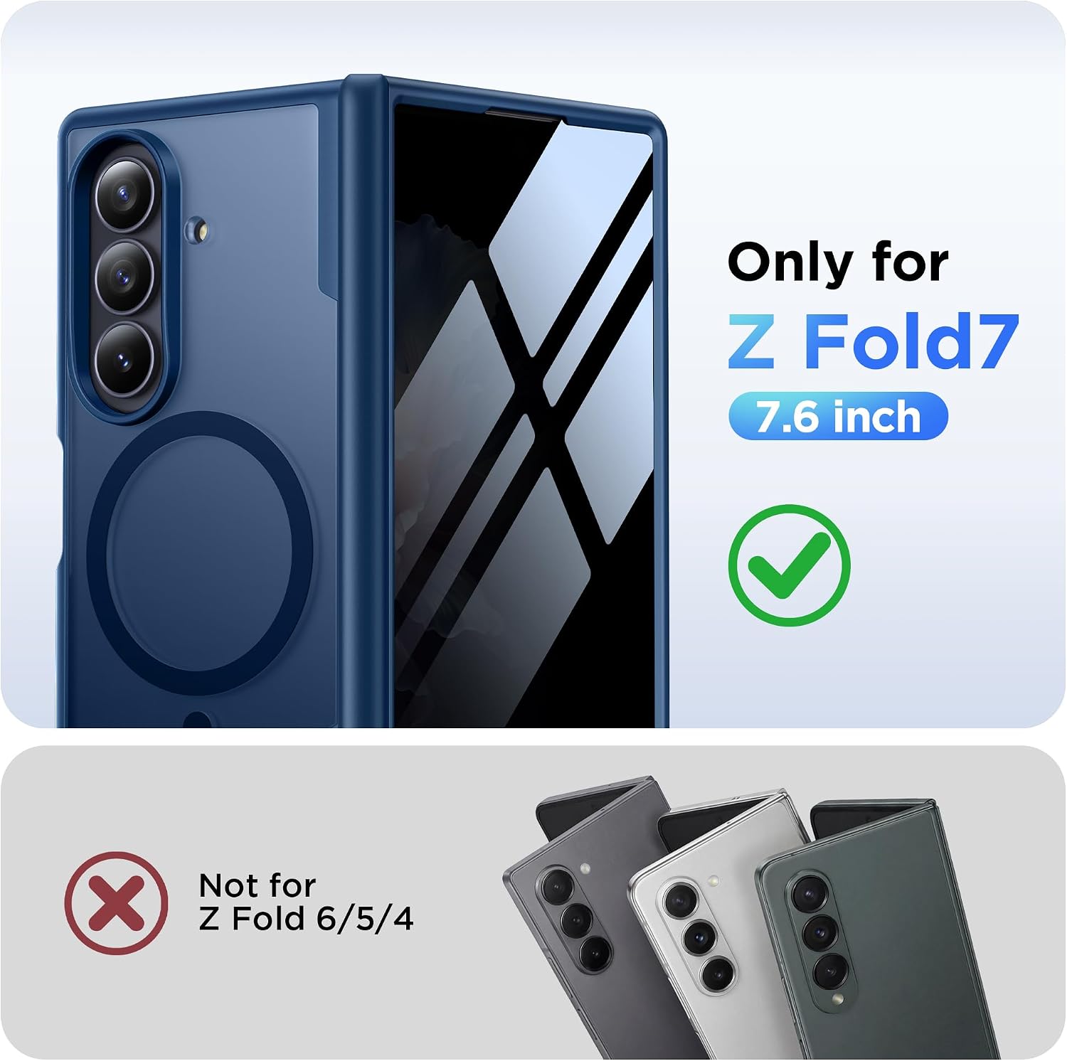 MOBOSI Magnetic for Z Fold 7 Case with Screen Protector, Blue image 2