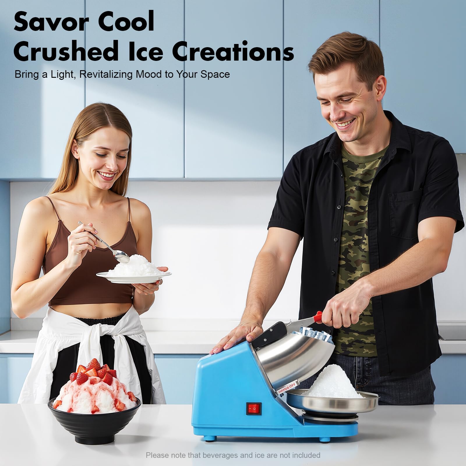 Tritatutto elettrico per ghiaccio in acciaio inox, capacità di ghiaccio tritato 65 kg/H, Ice Shaver macchina per neve per uso domestico e commerciale, raschietto per bevande fredde, frullati