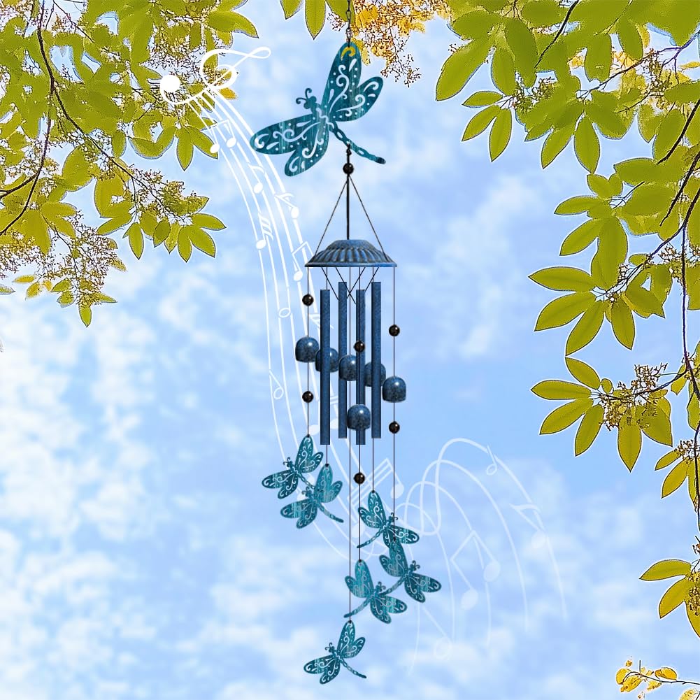 Campanello Eolico Decorativo A Forma Di Libellula Hidyliu - In Ferro E Acrilico, Melodia Impermeabile Per Esterno - 5