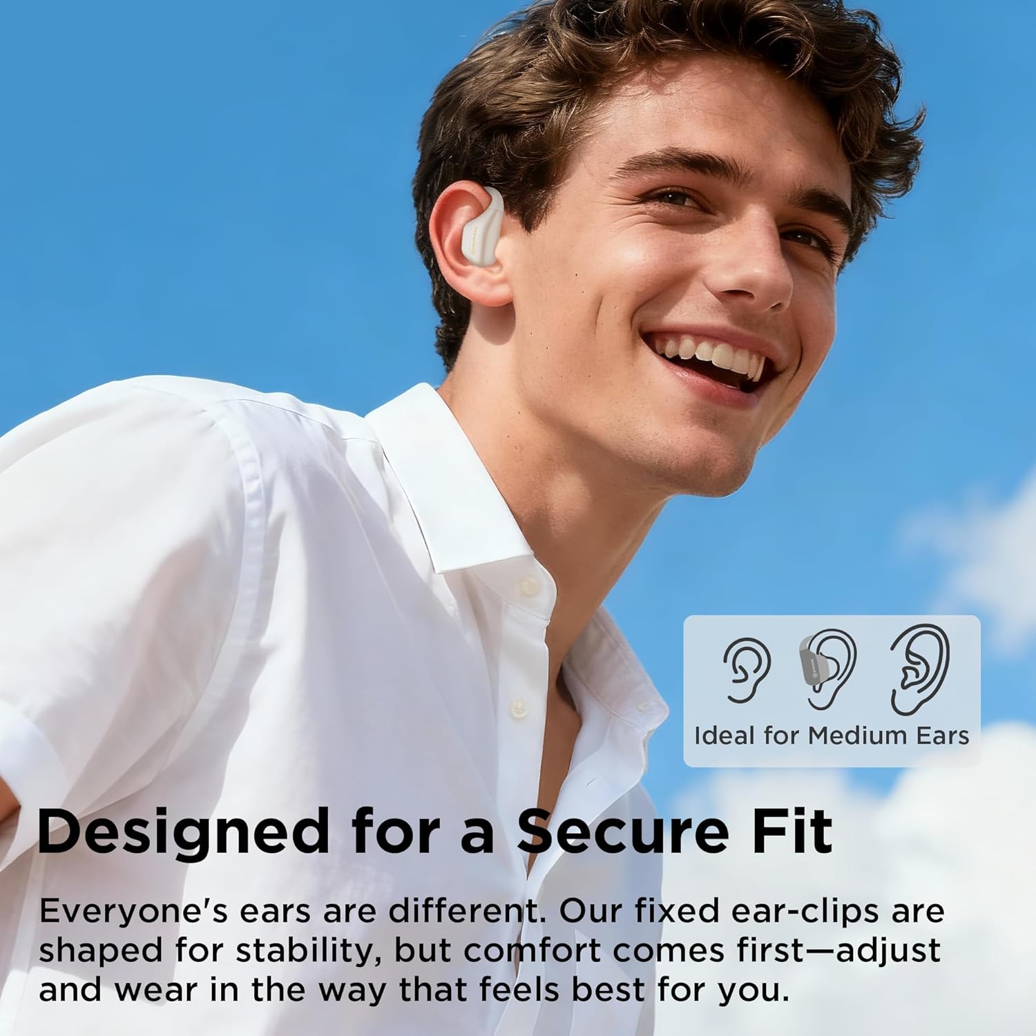 BUGANI Open Ear Wireless Bluetooth Headphones, Secure Ear Hooks, Clear Calls, Stereo Sound, IPX5 Waterproof, 24H Long Battery Life for Sports & Outdoor Activities - Image 3