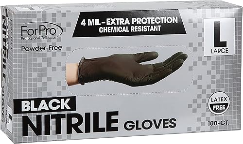 Miniatura 83 de ForPro Professional Collection Guantes desechables de nitrilo resistentes a productos químicos, sin polvo, sin látex, no estériles, seguros