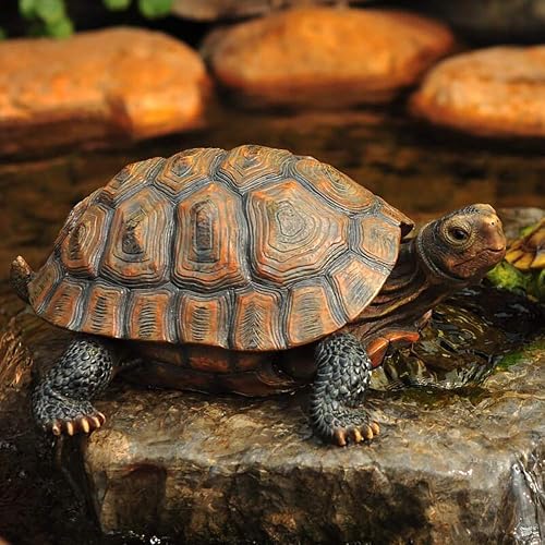 Danmu 1Pc of Polyresin Tortoise Statue, Garden Statues, Outdoor Statues, Garden Ornaments, Yard Statue for Home and Fairy Garden Decor (L 12 9/10" x 9 2/5" x 5 1/2")