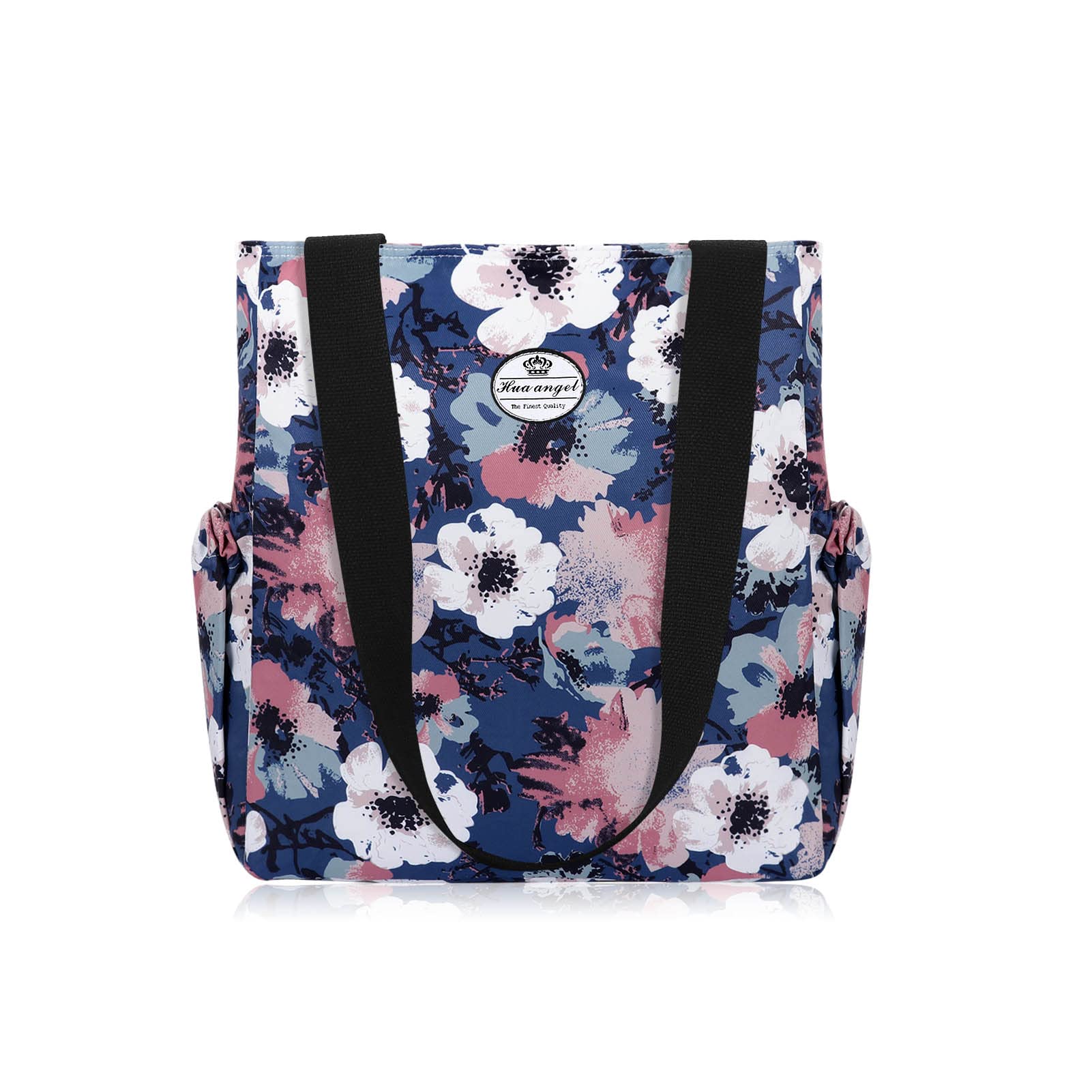 Floral Tote Bag - Casual Shoulder Bag Daily Tote Bag with Zipper Gym Travel Shopping Work Handbag for Women