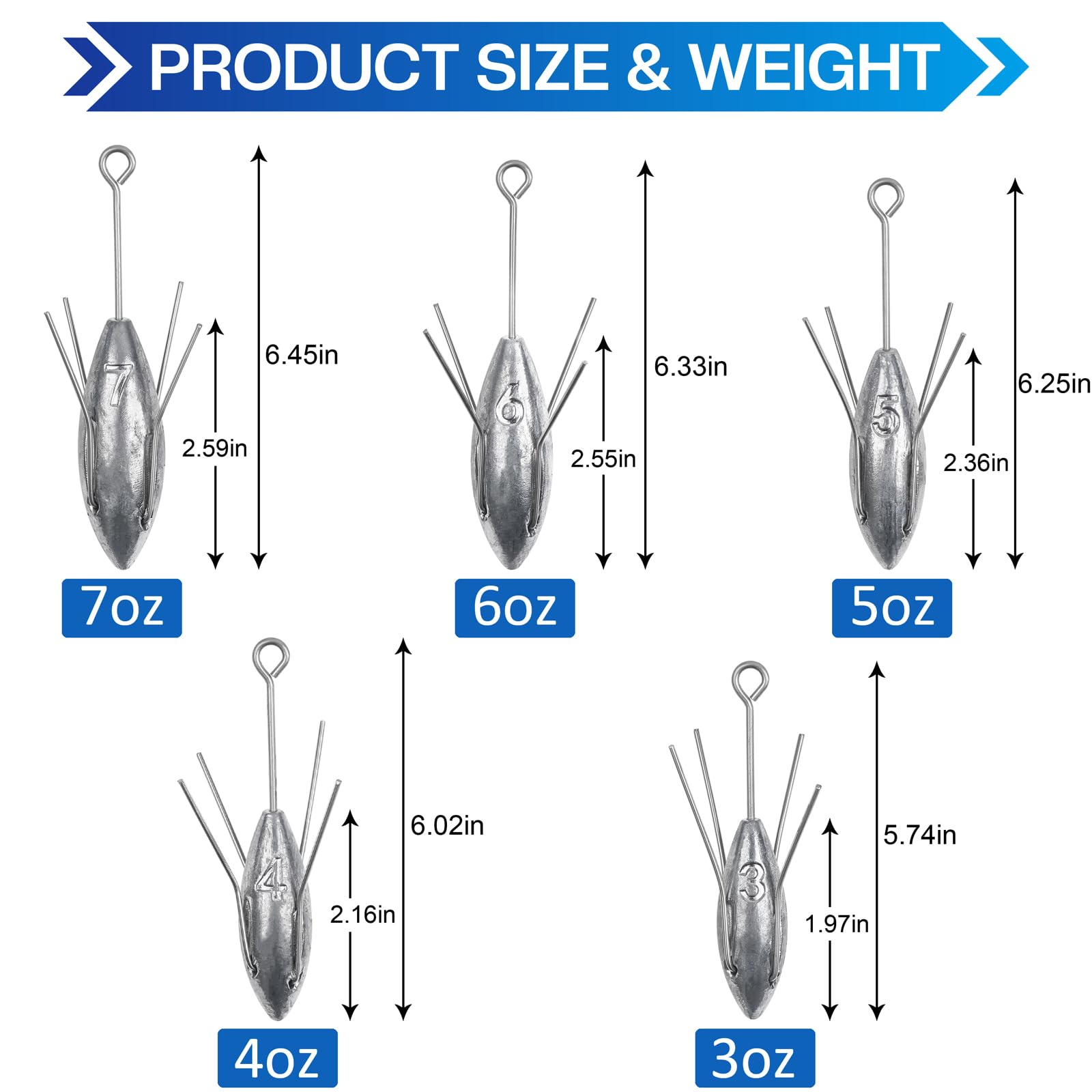 Sputnik Sinkers Fishing Weights, Surf Fishing Weights Long Tail Spider Weights Saltwater Surf Casting Sinkers Catfish Beach Fishing Sinkers Weights for Ocean Sea Sand (6 Ounce-2pcs)