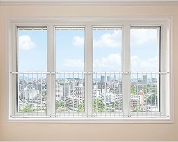 Amazon.co.jp: 窓からの転落防止フェンス。4枚連結(幅215-286cm×高80cm