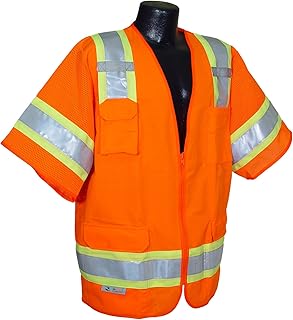 Radians SV63O5X Polyester Class 3 Two Tone Surveyor Safety Vest, 5X-Large, Orange