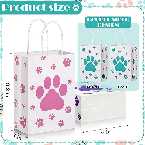 Miniatura 2 de Resurhang 24 bolsas de regalo con estampado de patas con asa de papel, bolsas de regalo para perros, regalos de fiesta de cumpleaños para niñas y