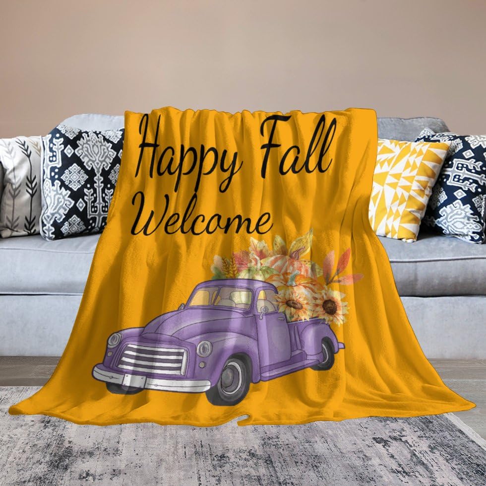 Couverture polaire Happy Fall 127x152 cm avec écusson citrouille - 6