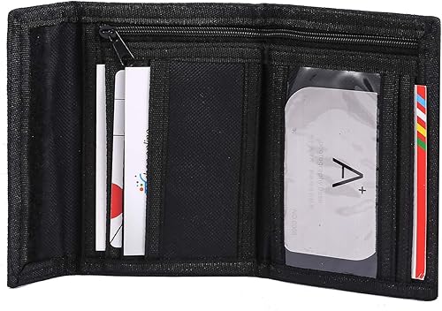 Miniatura 4 de Billetera de lona triple para deportes al aire libre para niños - Cartera de bolsillo frontal con cremallera, Gris2