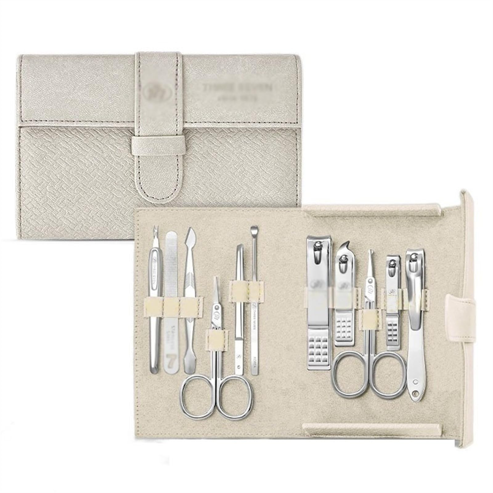 Kit de manicura Profesional 11 en 1 con cortaúñas, Acero al Carbono y Estuche de Cuero sintético, Ideal para Viajes.