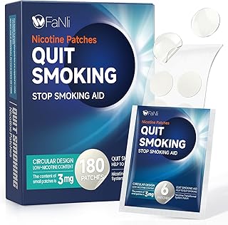 180 Count - Nicotine Patches 3mg (Applicable to Step 1/Step 2/Step 3), Transdermal Stop Smoking Aid for Craving Relief, Flexible Dosing with Fast-Acting Nicotine Replacement Therapy