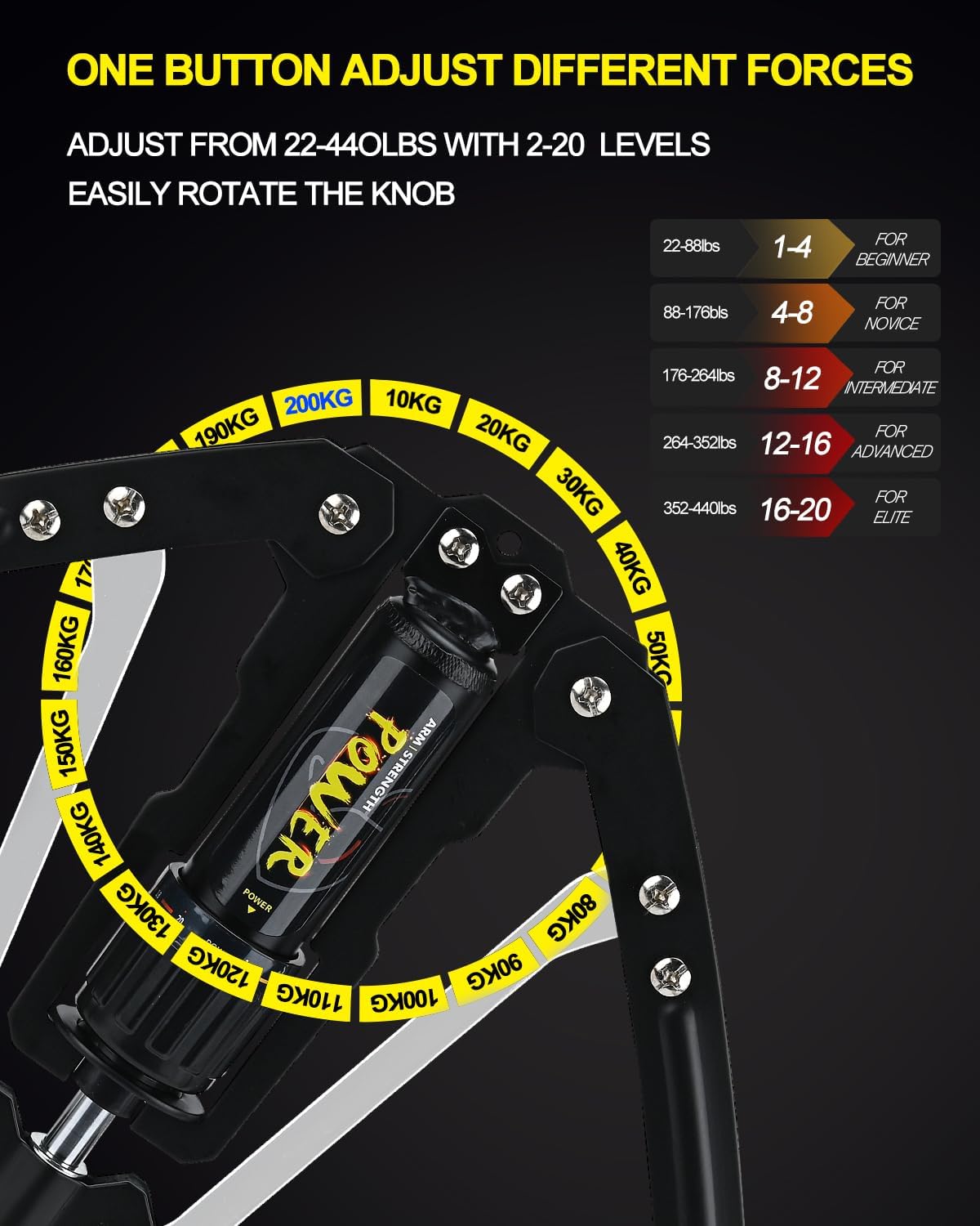 Twister Arm Exerciser Hydraulic Power Adjustable 22-440lbs, Home Chest Expander Shoulder Muscle Training Fitness Equipment, Biceps ABS Back Enhanced Exercise Strengthener, Thickened Carbon Steel