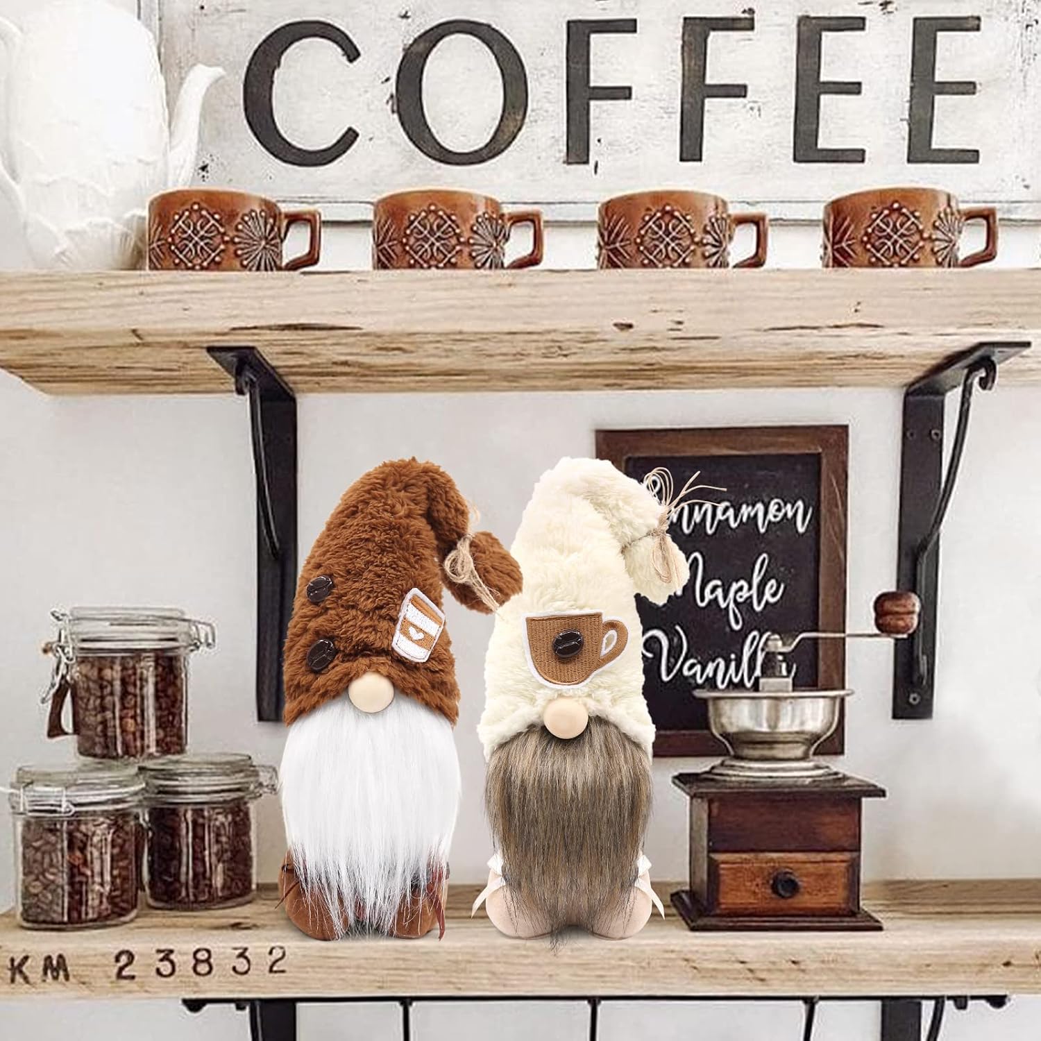 Upltowtme Coffee Gnomes Swedish Tomte Gnomes Plush Ornament Set of 2 Coffee Bar Decoration Scandinavian Figurine Nordic Plush Farmhouse Home Decor image 5
