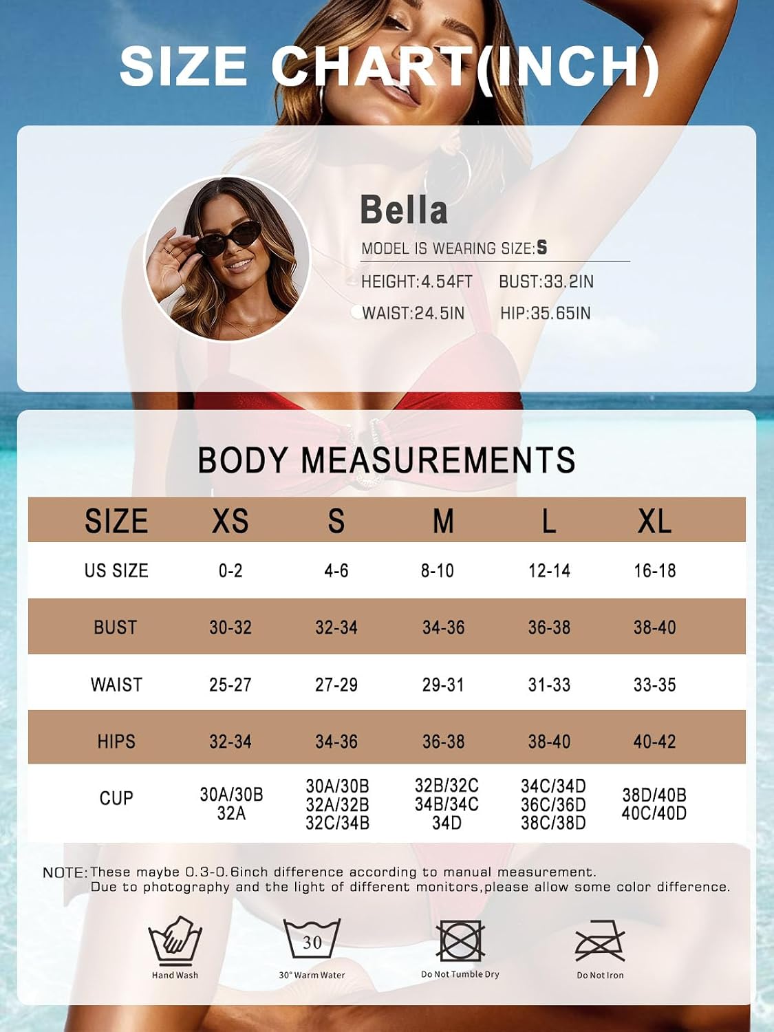 Women’s Bikini Set Two Piece Swimsuit with Metal Accent Top High Cut Bottom