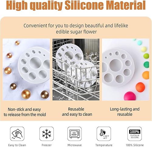 Miniatura 3 de KALAIEN Molde de silicona para pastelería con piedras preciosas de cabujón para decoración de pasteles, decoración de cupcakes, arcilla polimérica,