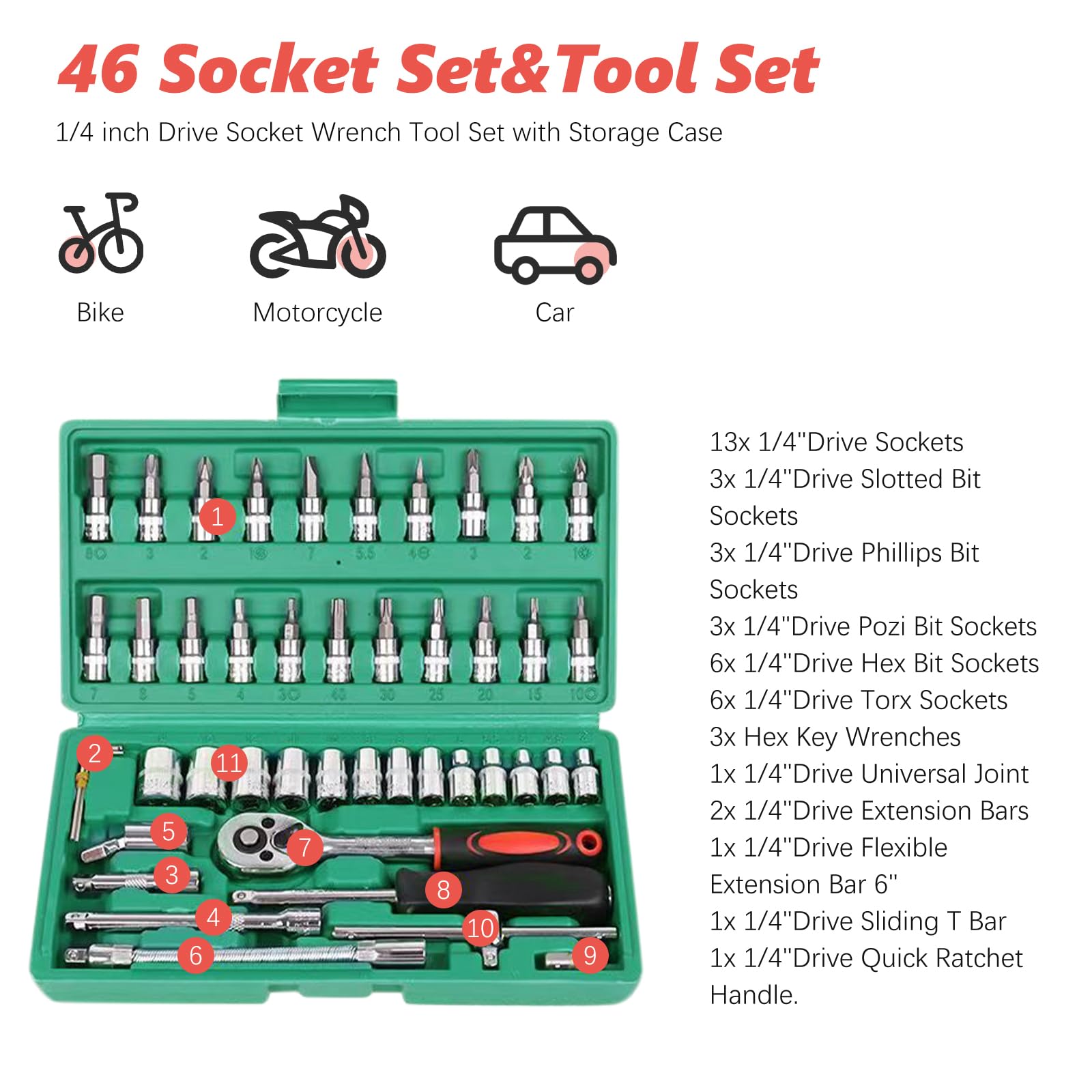 Set Chiavi A Bussola 53 Pezzi - Con Cricchetto Reversibile | Per Auto E Fai Da Te - Foto 11