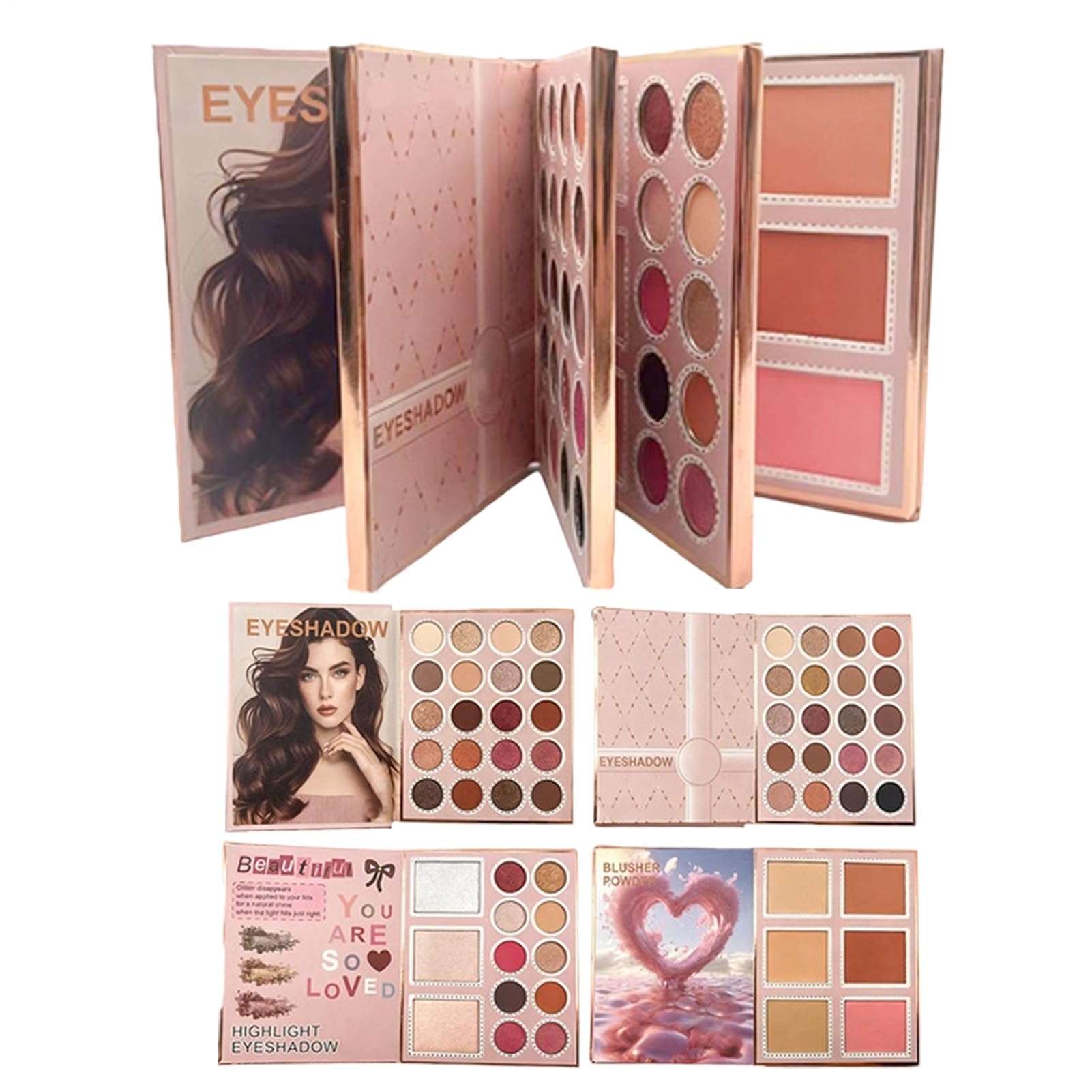 Libro Palette Per Trucco | Prodotto Trucco Multifunzionale,Illuminante Viso A Lunga Durata | Studenti Principianti Professionisti Artisti Sposse Amanti Bellezza Routine Feste