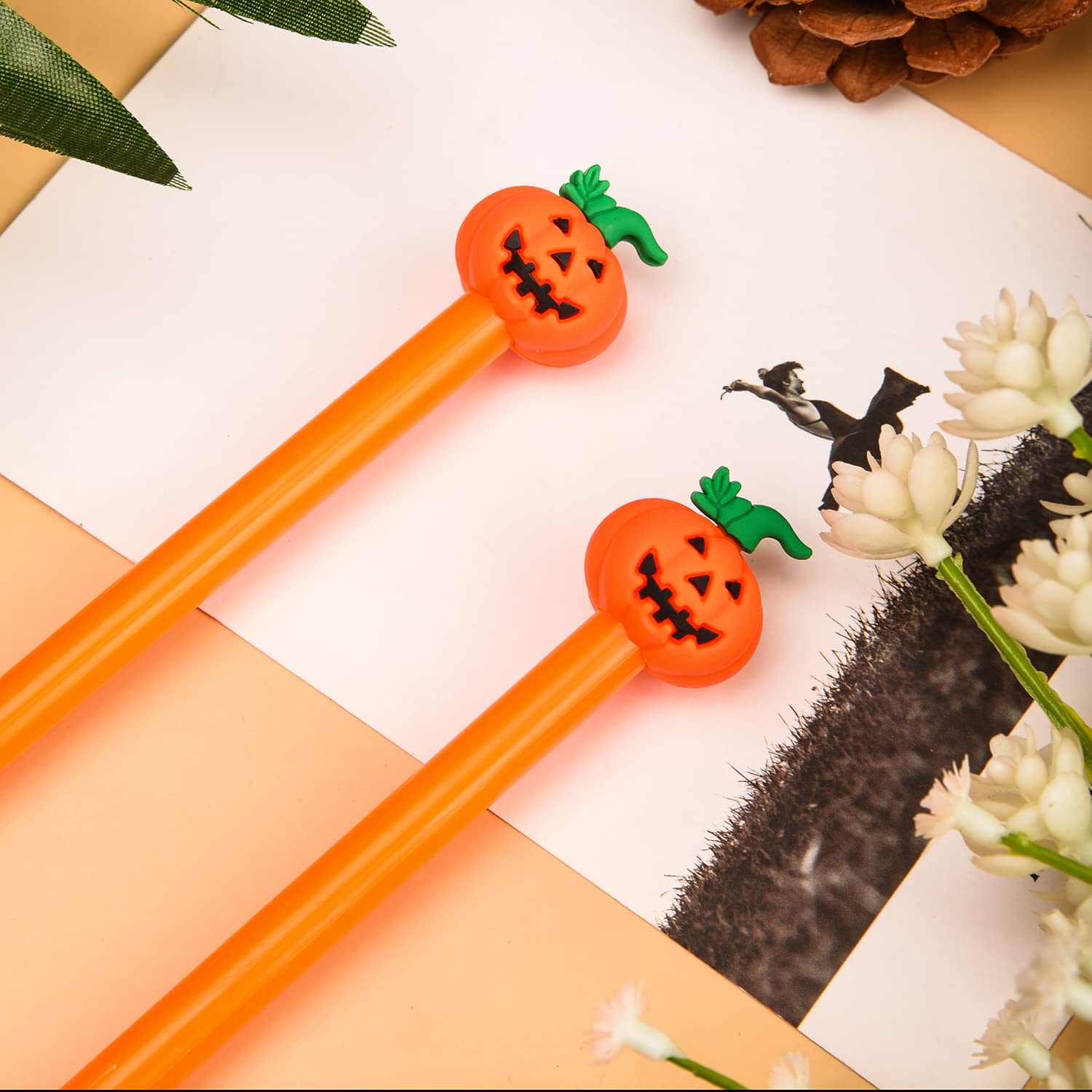 XNHIU 20 Pieces Halloween Black Gel Ink Pens - Pumpkin Novelty for Thanksgiving Day Party Favors and Bag Fillers - Image 2