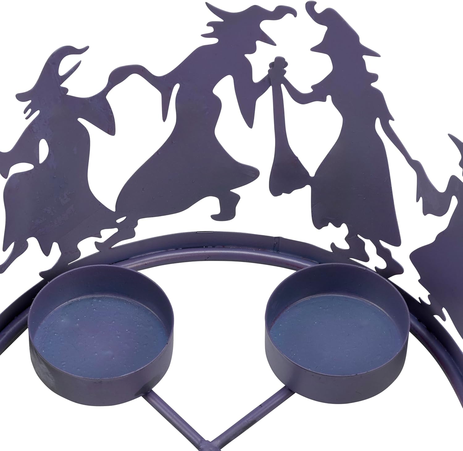 Primitives by Kathy Decorative Candle Holder, from Our Halloween Collection with Dimensional Design of Witch Shaped Metal Cutouts Surrounding 4 Metal Candle Holders, illuminates Dancing Witch Design - Image 3