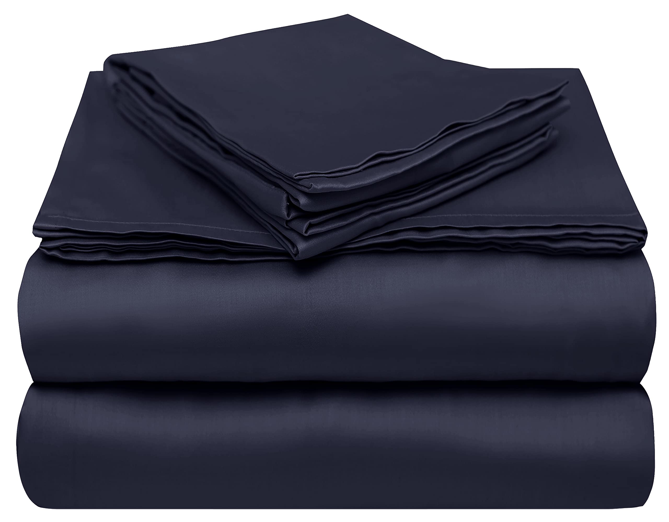 Classic Luxury Bedsheets - King, Navy 4 Piece Set | 100% USA Pima Cotton Sateen | Bed Sheet Set | Ultra Soft & Silky, Smooth Finish Plush Sheets, Premium Quality - Bumble