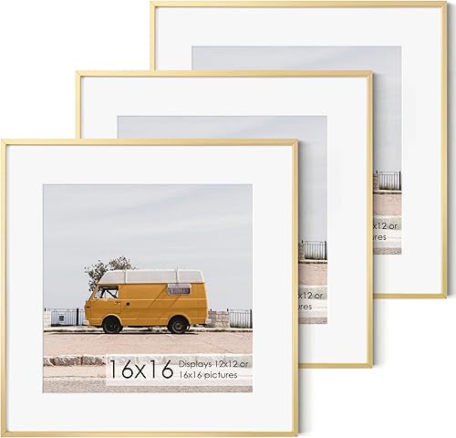 Miniatura 437 de Fun Memories Portarretratos de metal de 16 x 20 pulgadas con paspartú de 11 x 14 pulgadas, acabado de aluminio cepillado, parte delantera de vidrio