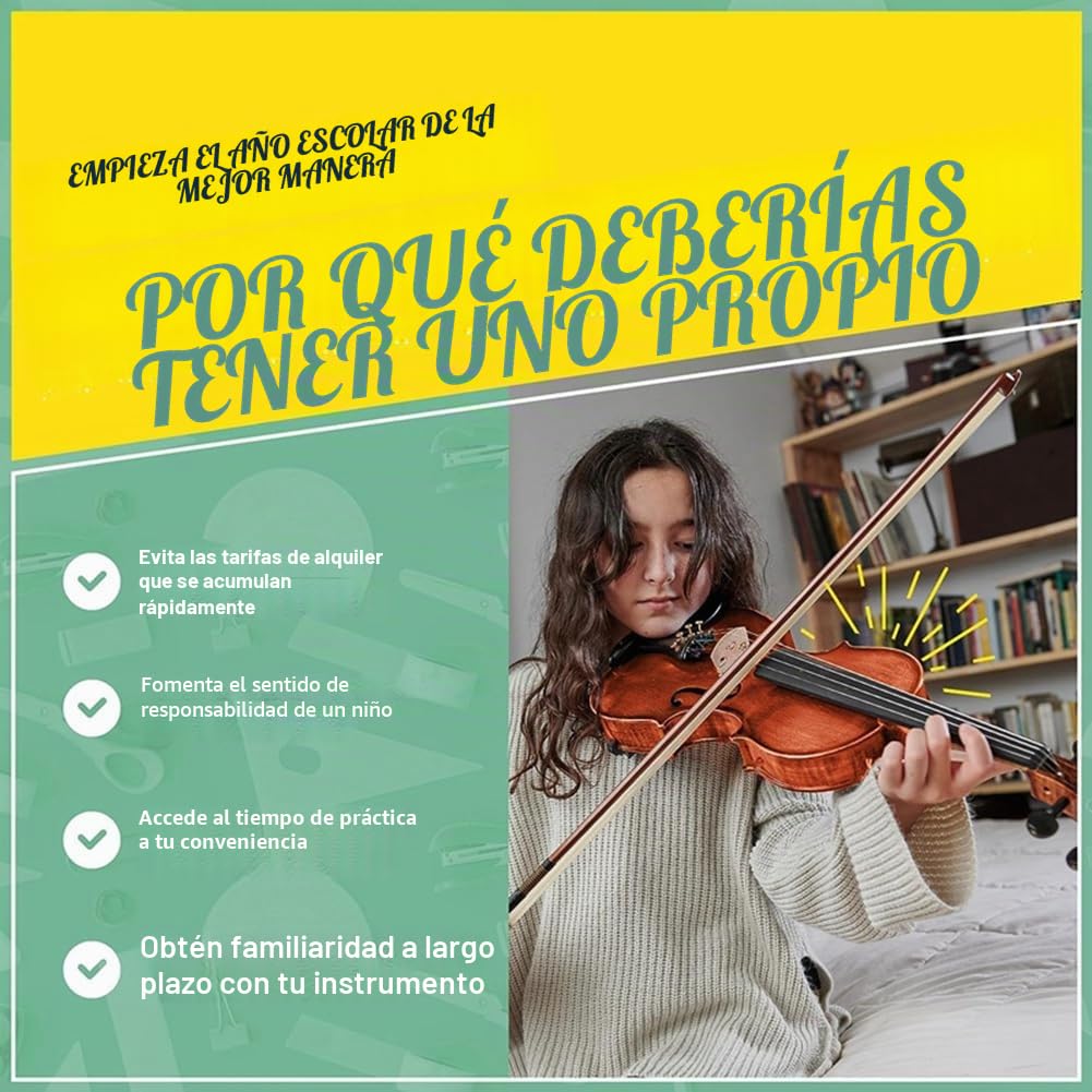Violín 1/2, Instrumentos Musicales para Adultos y Niños, con Tuyo Rigido, Arco, Ideal para Principiantes