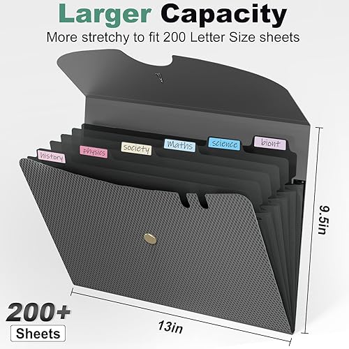 Miniatura 3 de Sooez - Carpeta de archivos expandible de 7 bolsillos, de acordeón, prémium, elegante, cierre elástico, portátil, organizador tamaño carta para