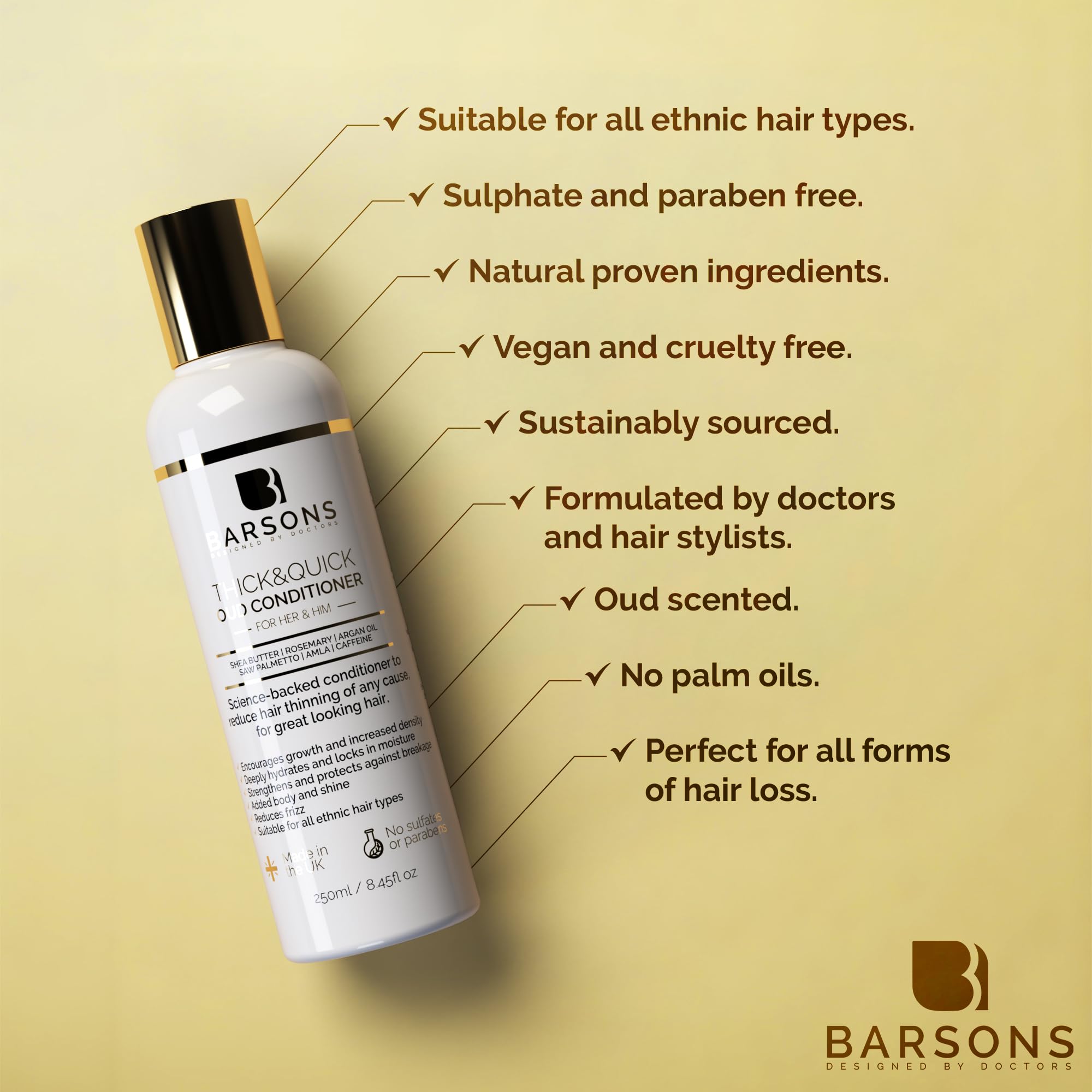BARSONS Oud Hair Growth Conditioner, White, 250 ml (Pack of 1) - Image 4