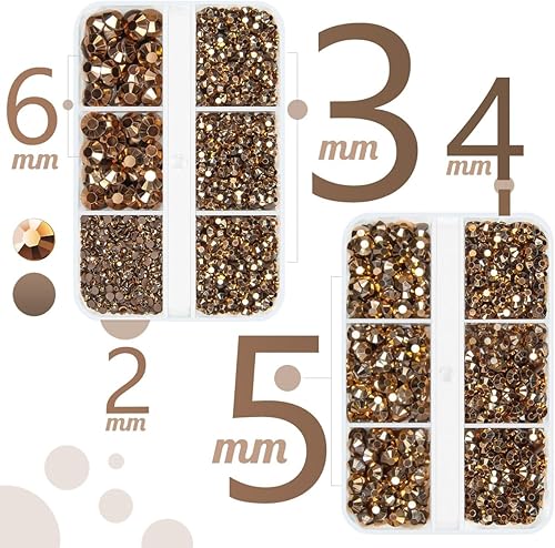 Miniatura 2 de qiipii 3060 diamantes de imitación de resina marrón para manualidades, café, parte trasera plana, diamantes de imitación de resina de 0.079 in,