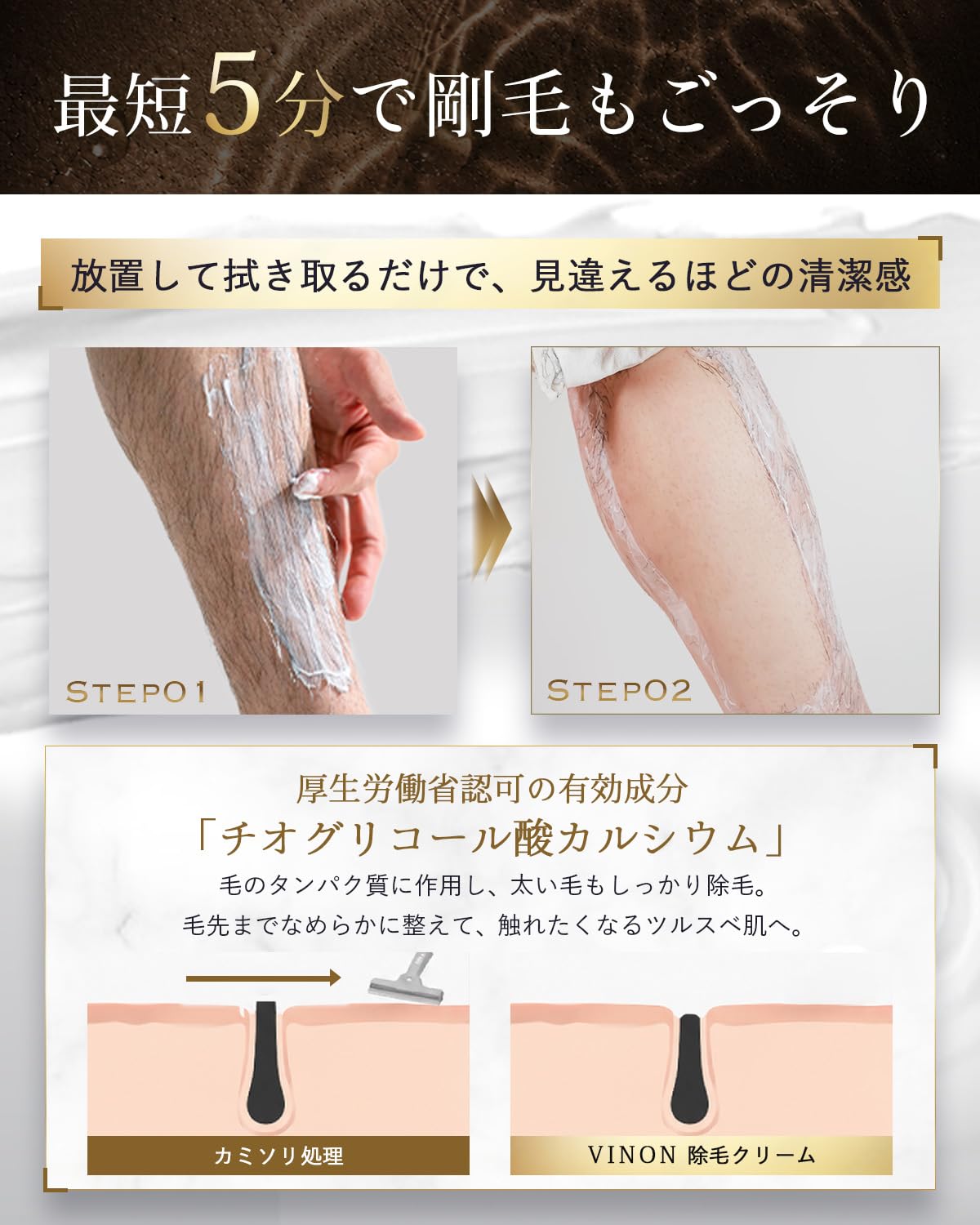 Amazon.co.jp: VINON 除毛クリーム メンズ 男性 vio【vioまで1本で完結