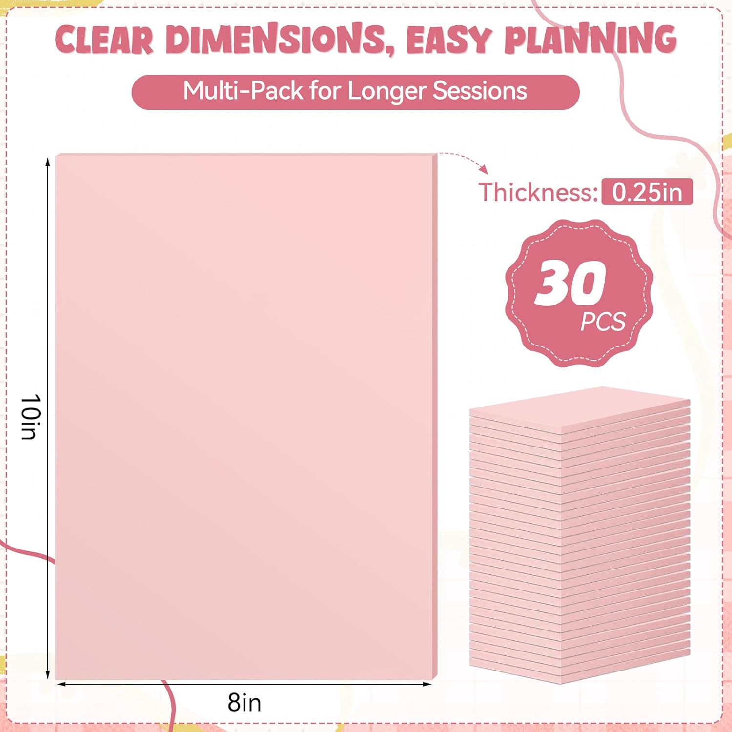 30 Pack 8x10 Inch Rubber Carving BlocksRubber Stamp Carving Blocks Rubber for PrintmakingPrintingDIY Craft ProjectSoft Block Stamp & Easy Carve Surface for Beginners and Professional(Pink)