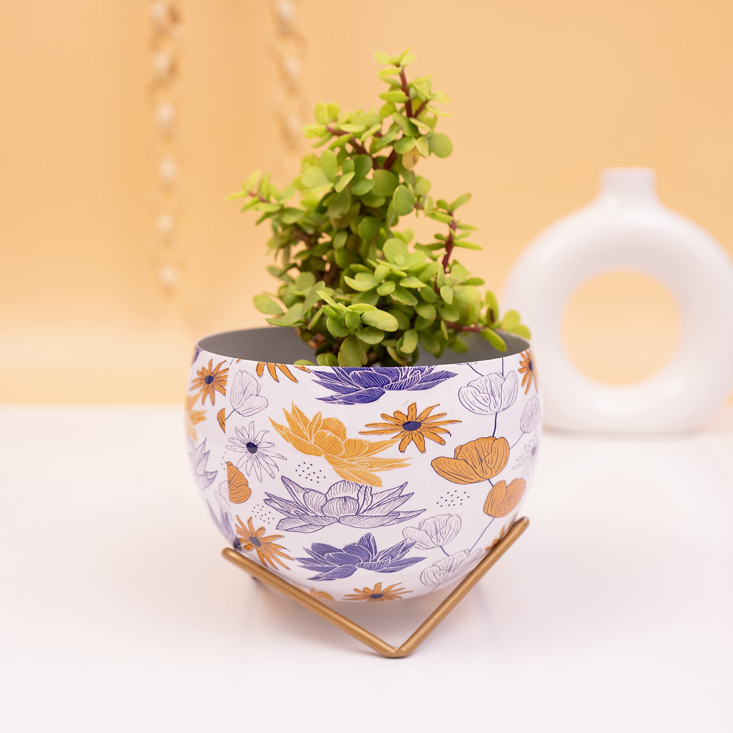 See full amazon price history chart for Kyari Graceful Lavender & Yellow Floral Print Metal Pot with Stand, Rust-Free Powder Coating, Indoor Outdoor Decor, Home Office, Plants Not Included, Pot Size: 10 * 14.5cm, Stand Height: 5cm Kyari Graceful Lavender & Yellow Floral Print Metal Pot with Stand, Rust-Free Powder Coating, Indoor Outdoor Decor, Home Office, Plants Not Included, Pot Size: 10 * 14.5cm, Stand Height: 5cm (B09SLVVHRY) Amazon Price History, Amazon Price Tracker