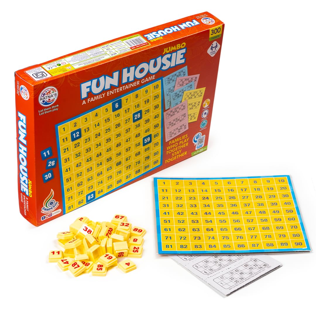 Ratnas Fun Housie Jumbo with 300 Tickets & Number Tile Fixable Board Game Tambola | A Family Entertainer Party Game for All Ages (B0CR9414MM) Amazon Price History, Amazon Price Tracker