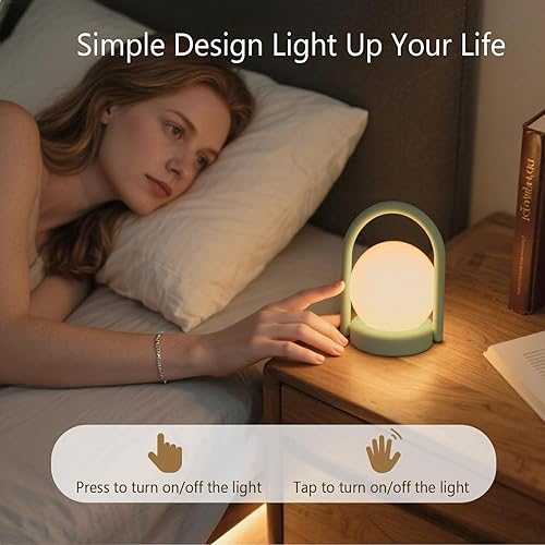 Miniatura 6 de Vivilumens Luz nocturna para niños, lámpara de escritorio de campamento, recargable, portátil, lámpara táctil de noche, luz nocturna regulable de