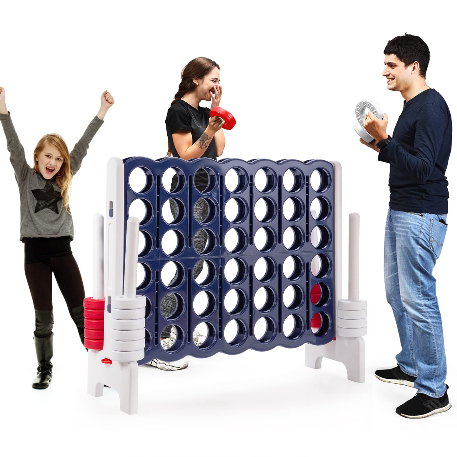 COSTWAY Forza 4 Gigante per Bambini e Adulti, Set Forza 4 per Interni ed Esterni, Gioco Familiare per Feste e Vacanze, 120 x 42 x 104 cm