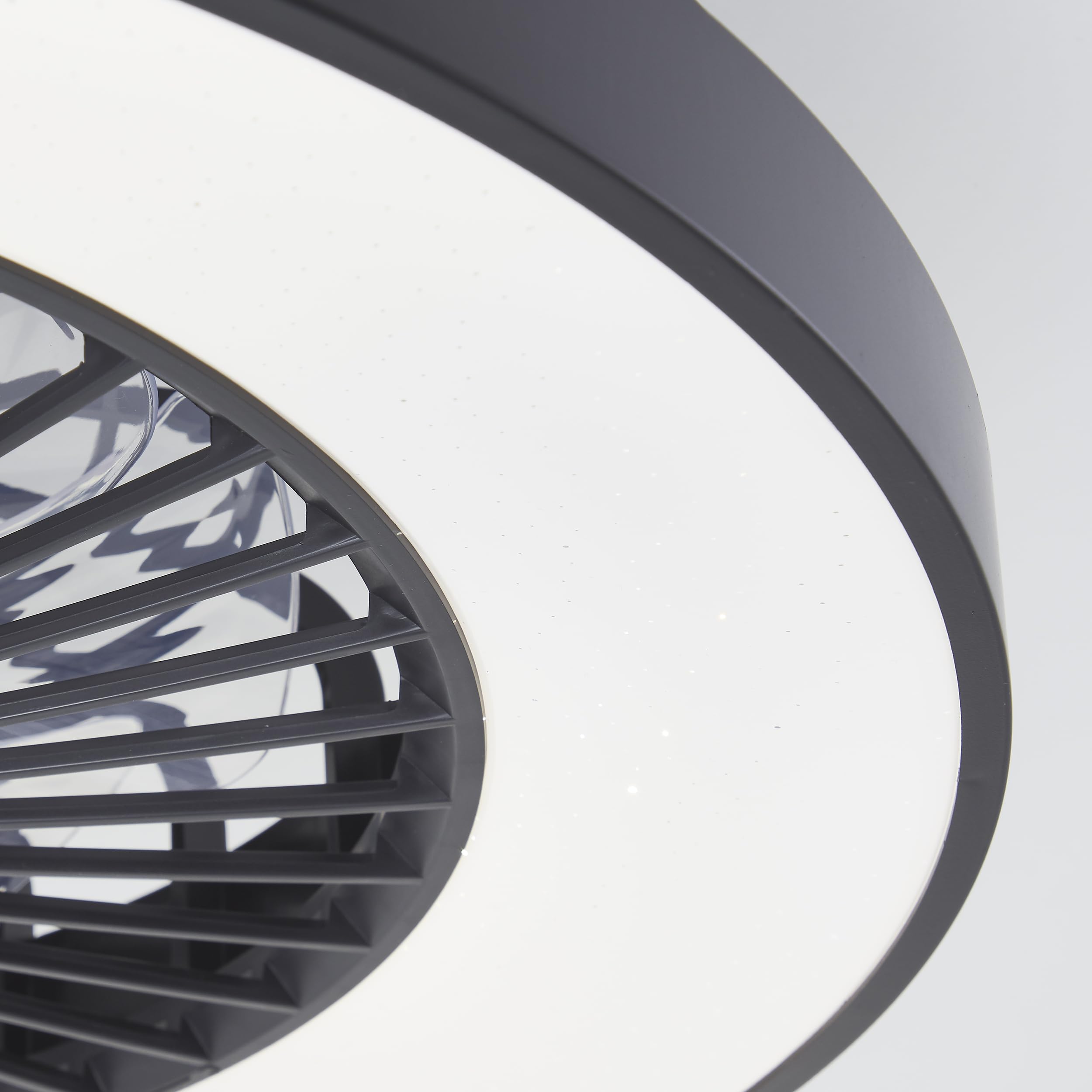 Lightbox LED Deckenlampe mit Ventilator & Fernbedienung - 15 cm Höhe, Ø 58 cm - schwarze Deckenleuchte & RGB & CCT (3000-6500 K) & Nachtlicht - dimmbar - 55 W, 6800 lm - aus Kunststoff