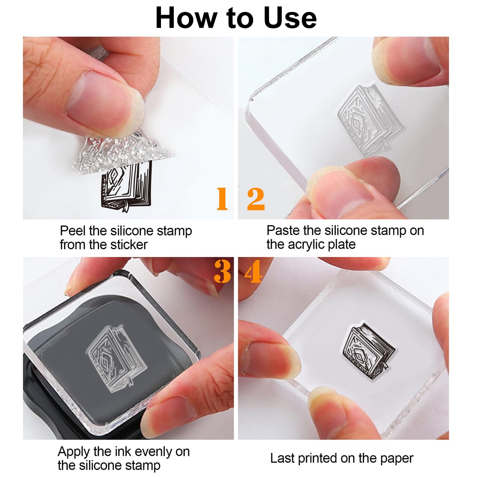 Amazon.com: ACRNIGHEET Vintage Books Clear Stamps Retro Rubber