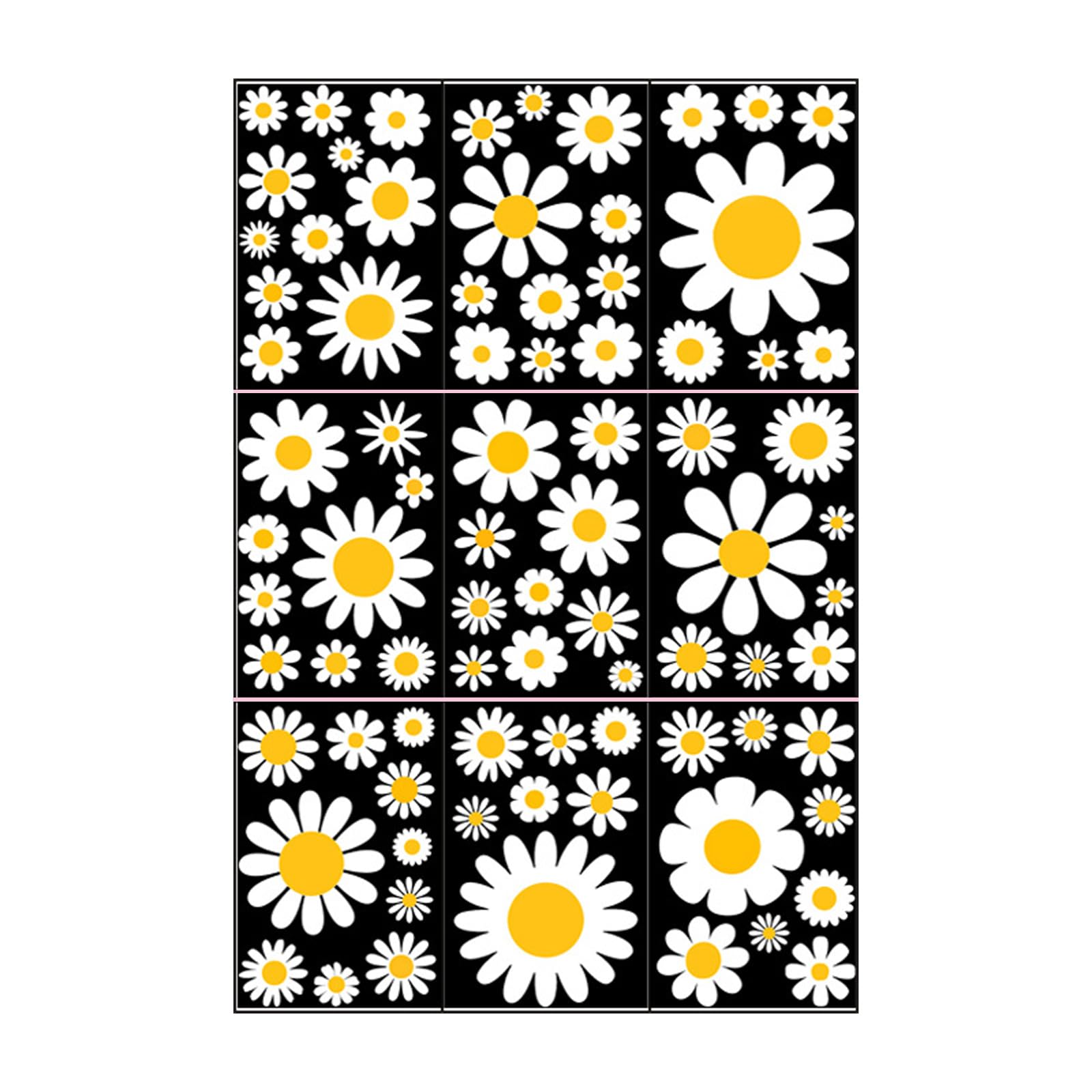 9-Pack Large Waterproof Wheelie Bin Stickers - Removable Daisy Flower Decals for Outdoor Trash Cans, PVC Vinyl Wall Stickers for Home & Garden Decor