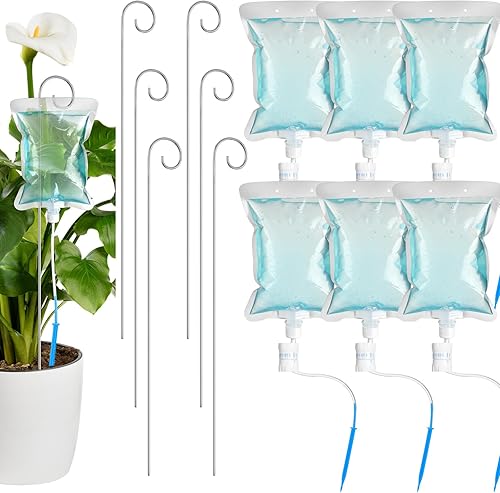 Norme Juego de 9 piezas de riego por goteo para plantas, bolsa de agua de goteo de 16.9 fl oz, con estacas de varilla de soporte, sistema de riego