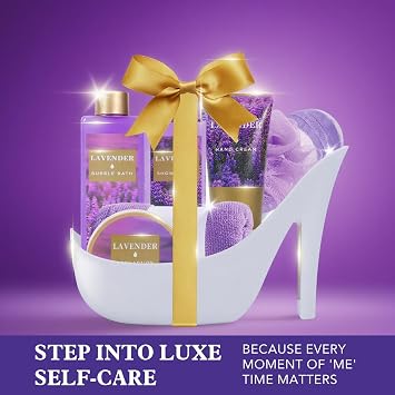 SPA LUXETIQUE Bath Gift Sets for Women, Mothers Day Gifts, 8PCS Lavender Luxury Spa Gifts Set, Bath Spa Gift Basket with Bubble Bath, Shower Gel, Pamper Gifts for Women, Birthday Gifts for Her, Mum