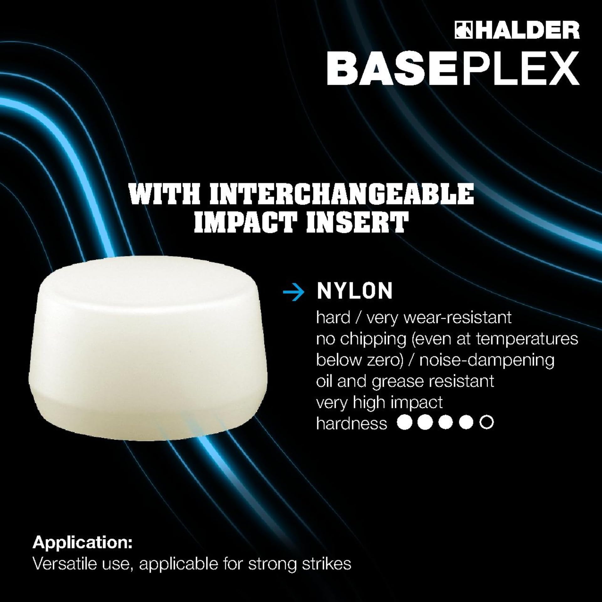 Halder erwin kg - Baseplex l, 270 mm de martillo-d 230 mm blanco, 25 g de nylon suave