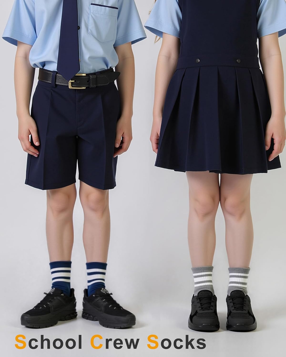 HONGTEYA Kids Socks for Girls Boys Soft Stretch Cotton Crew Seamless Athletic Socks School Uniform 4-12 Years 5 Packs - Image 4