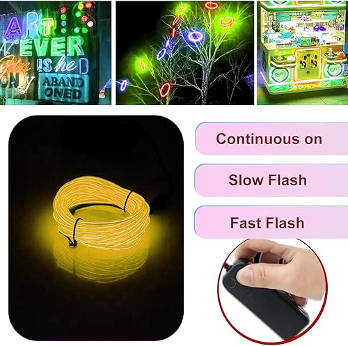Miniatura 15 de Ourbest 2Pack 5in1 Wearable led Wire Lights, el Wire Lights Battery Powered Party Cosplay Rope Lights 3Mode Stay/Slow/Fast Flash(2 Battery Boxes