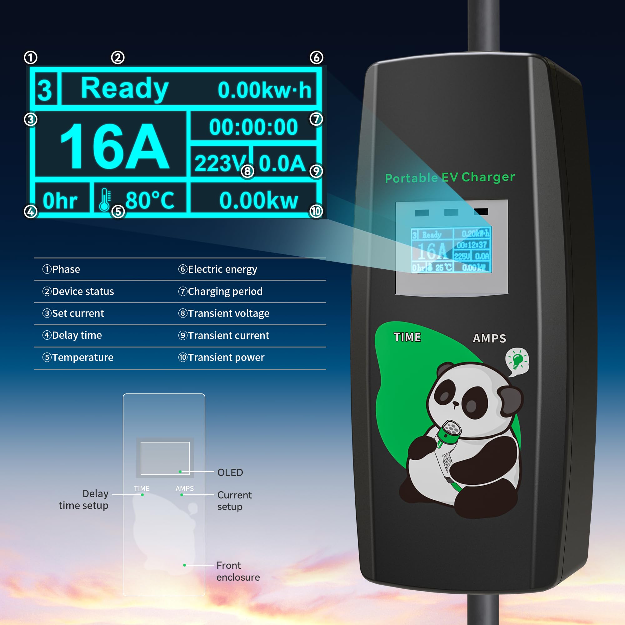 KHONS Cavo di Ricarica Tipo 2 con Spina CEE 5 Metri 6-16A trifase 11kW IP65 Stazione di Ricarica Mobile Wallbox per IEC 62196-2 con Borsa per Il Trasporto