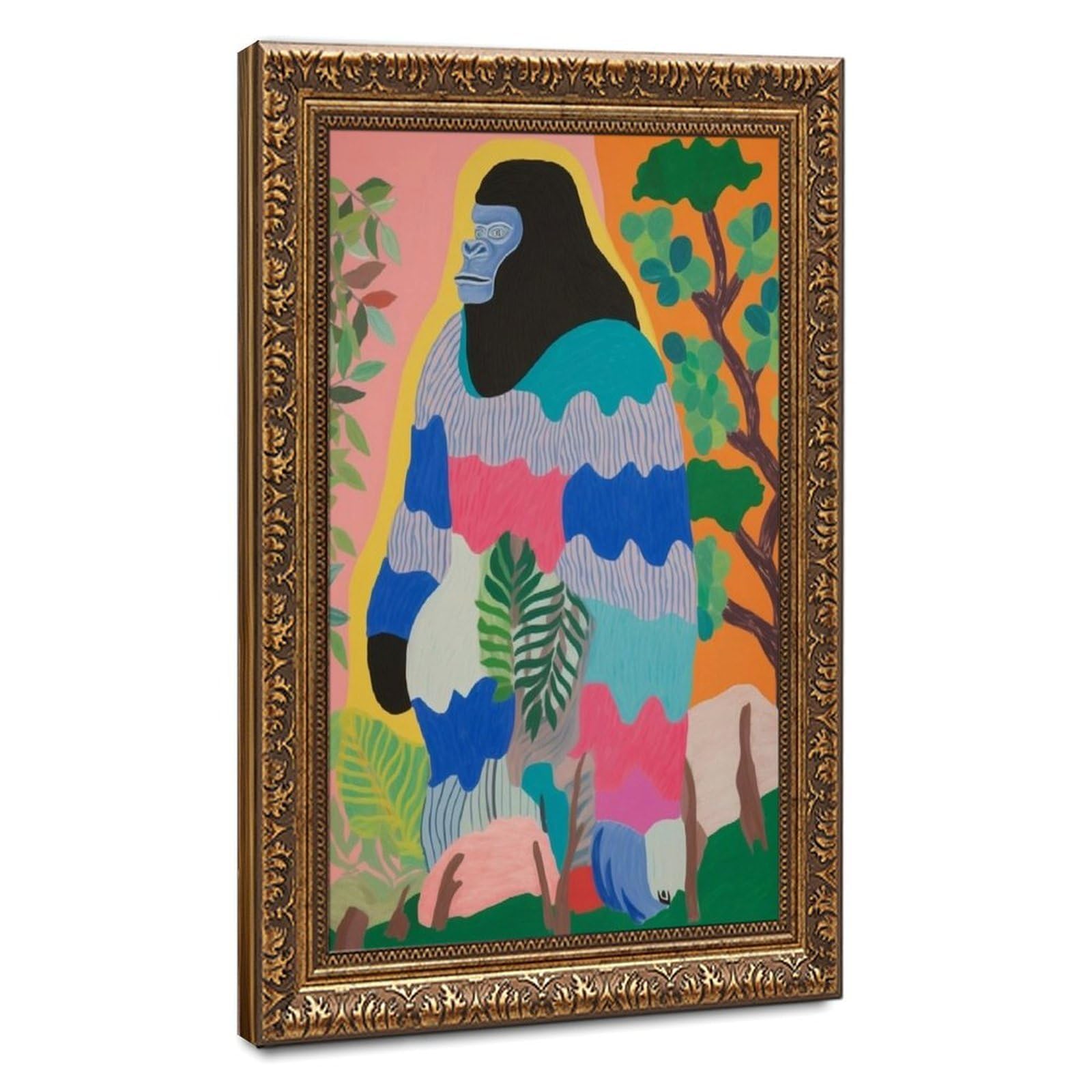 Bareronor Maximalist Gorilla Poster Canvas Poster Bedroom Decor Landscape Office Room Decor Gift 16" L X 24" W