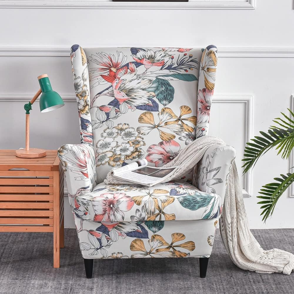 QTMY Stretch Wingback Accent Chair Cover Recliner Sofa Slipcover 1-Piece Couch Sofa Cover Furniture Protector,74-103 (100)