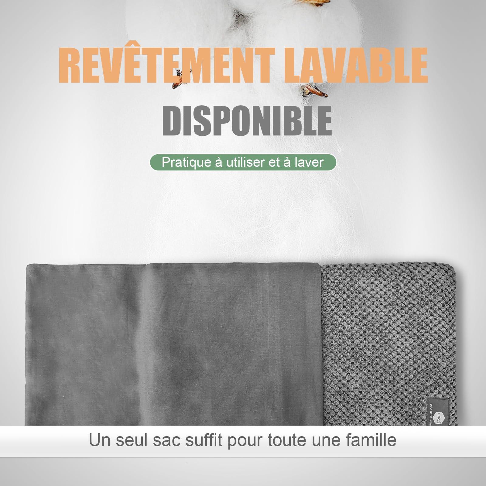 uncn Coussin Chauffant Micro Onde, Bouillotte Micro-onde, Graine de Lin,Noyaux Cerises,Grande Poche Chauffante Nuque Epaule et Dos,Cervicales,Ventre Lavande,Chaleur Humide pour Compresse 38*23cm 970g