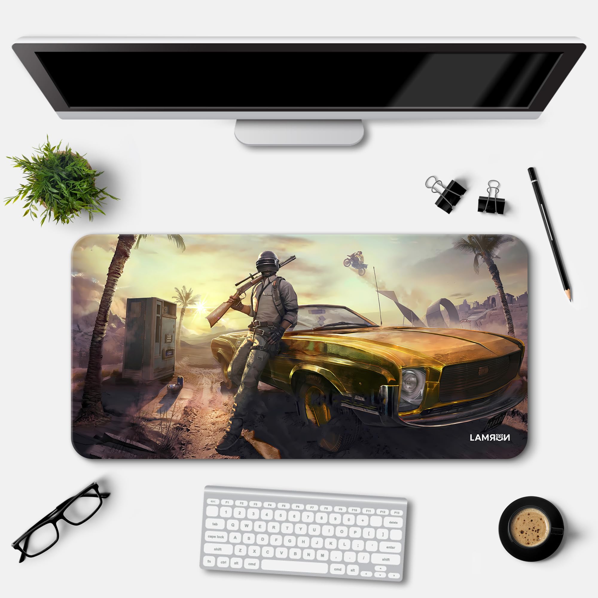 Lamron BGMI Gaming Printed Desk Mat | Deskpad | Mouse Pad | Laptop Mat for Work from Home | Gaming Anime Art Mouse Pad | Computer Table Mat | Deskpad for Office Table (11 x 23 Inch) (B0D2P33S8H) Amazon Price History, Amazon Price Tracker