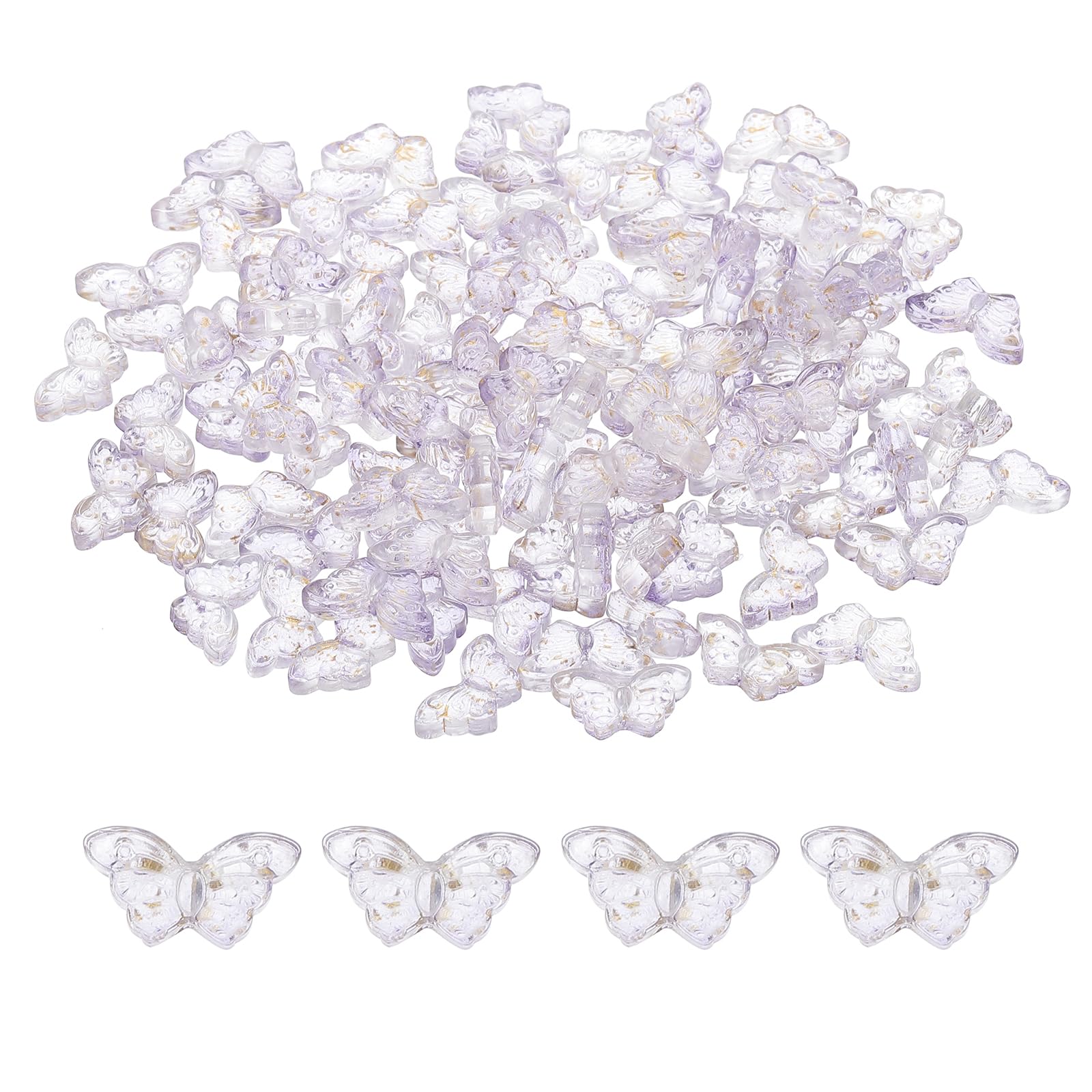Perles papillon cristal tchèque violet clair pour collier en verre émaillé
