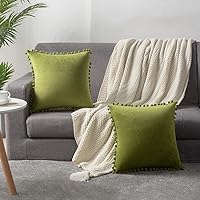 Vista 72 de 2 fundas para cojín decorativo de terciopelo con pompones
